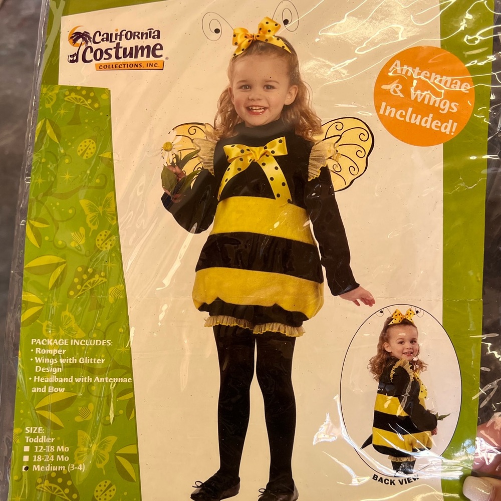 Bumble Bee Halloween Costume medium 3-4 size